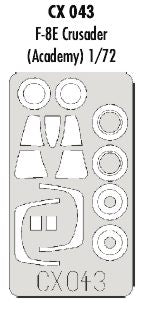 Vought F-8E Crusader canopy frame paint mask (designed to be used with Academy kits) (made from yellow Japanese produced Kabuki tape)