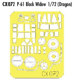 Northrop P-61A/P-61B 'Black Widow' canopy frame and wheels etc (designed to be used with Dragon kits) (made from yellow Japanese produced Kabuki tape)------(Northrop P-61A/Northrop P-61B)