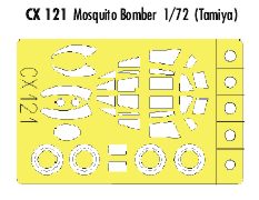 de Havilland Mosquito B Mk.IV / PR Mk.IV bomber version canopy frame paint mask (designed to be used with Tamiya kits) (made from yellow Japanese produced Kabuki tape)