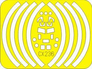 Grumman E-2C Hawkeye canopy frame paint mask (designed to be used with Hasegawa kits) (made from yellow Japanese produced Kabuki tape)