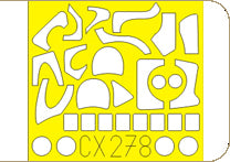 Mil Mi-24V Hind E canopy frame paint mask (designed to be used with Zvezda kits) (made from yellow Japanese produced Kabuki tape)
