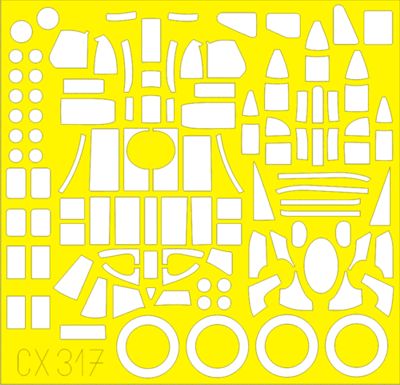 Handley-Page Halifax B Mk.II canopy frame paint mask (designed to be used with Revell kits) (made from yellow Japanese produced Kabuki tape)