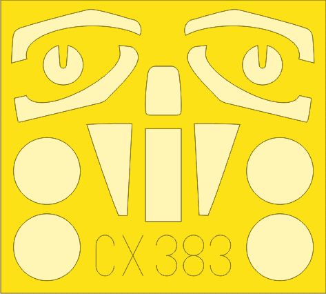 BAC/EE Lightning F.2A canopy frame paint mask (designed to be used with Airfix kits) (made from yellow Japanese produced Kabuki tape)