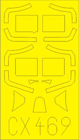 Supermarine Spitfire Mk.XVI Highback canopy frame paint mask (designed to be used with Eduard kits)