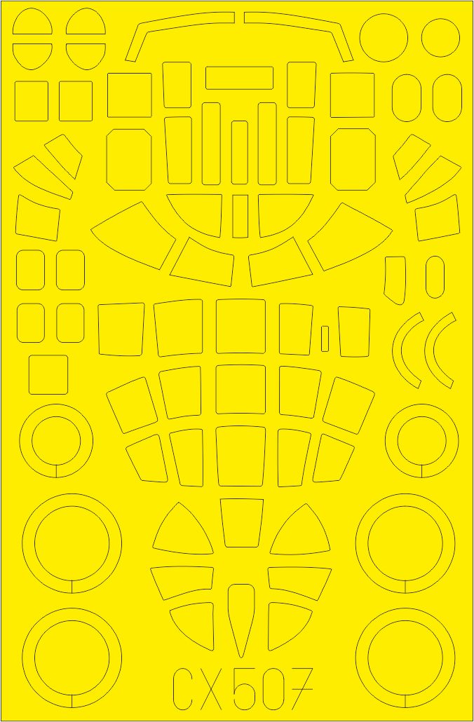North-American B-25C/D Mitchell canopy frame paint mask (designed to be used with Airfix kits) (made from yellow Japanese produced Kabuki tape)
