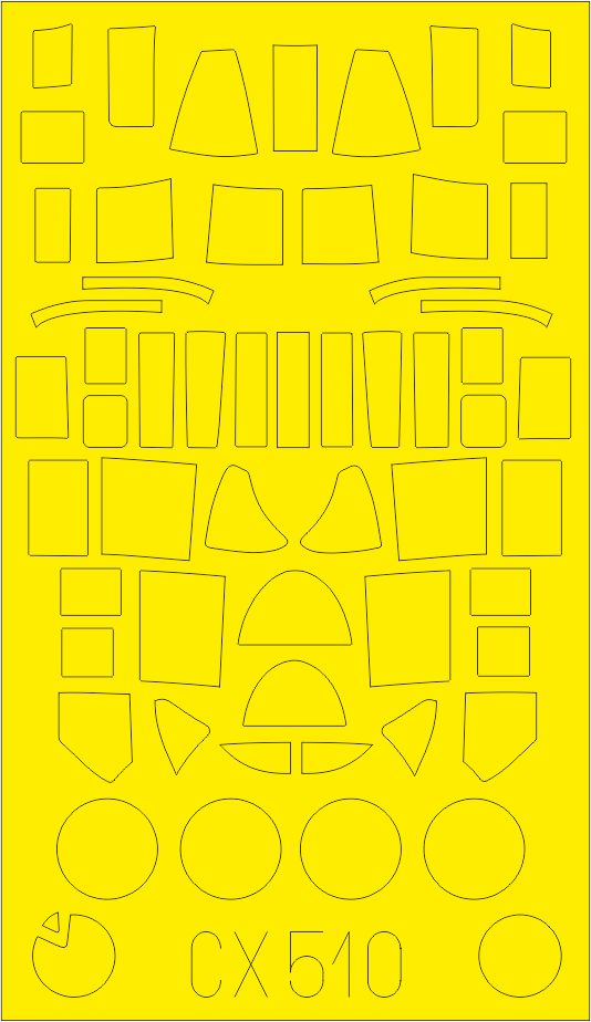 Northrop P-61A 'Black Widow' canopy frame paint mask (designed to be used with Hobby Boss kits) (made from yellow Japanese produced Kabuki tape)