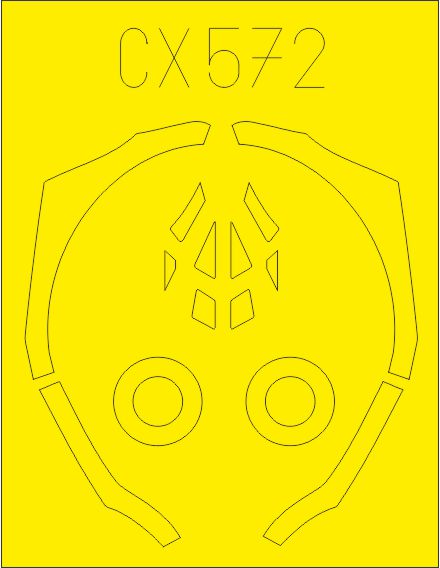Lockheed-Martin F-35B Lightning II canopy frame paint mask (designed to be used with Academy kits) (made from yellow Japanese produced Kabuki tape)
