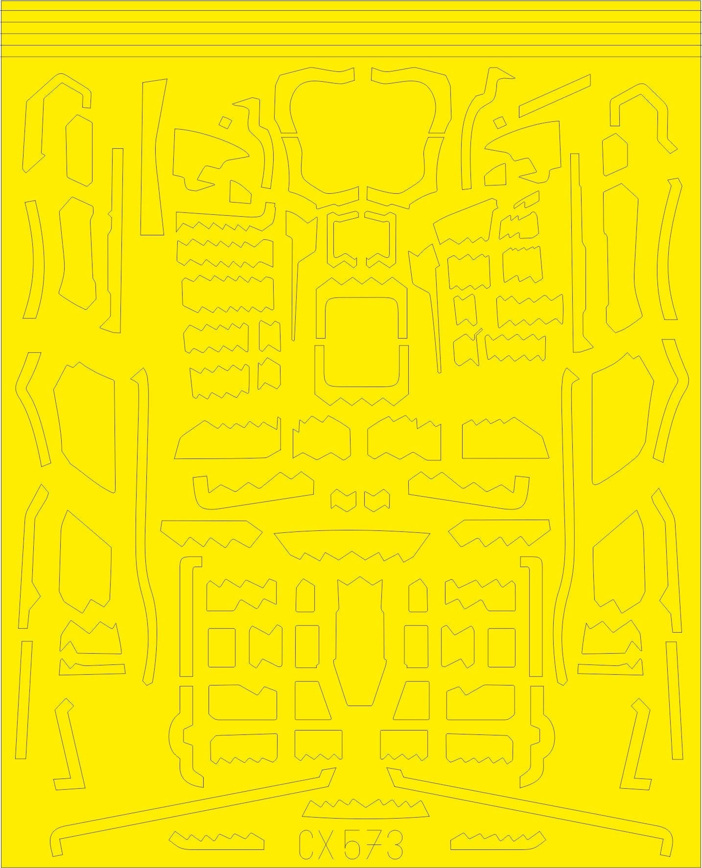 Lockheed-Martin F-35B Lightning II surface panels (designed to be used with Academy kits) (made from yellow Japanese produced Kabuki tape)