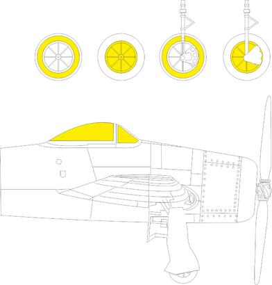 Grumman F8F-1 Bearcat (designed to be used with Hobby Boss kits) (made from yellow Japanese produced Kabuki tape)