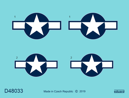 North-American P-51D-5 Mustang US national insignia (designed to be used with Eduard kits)
