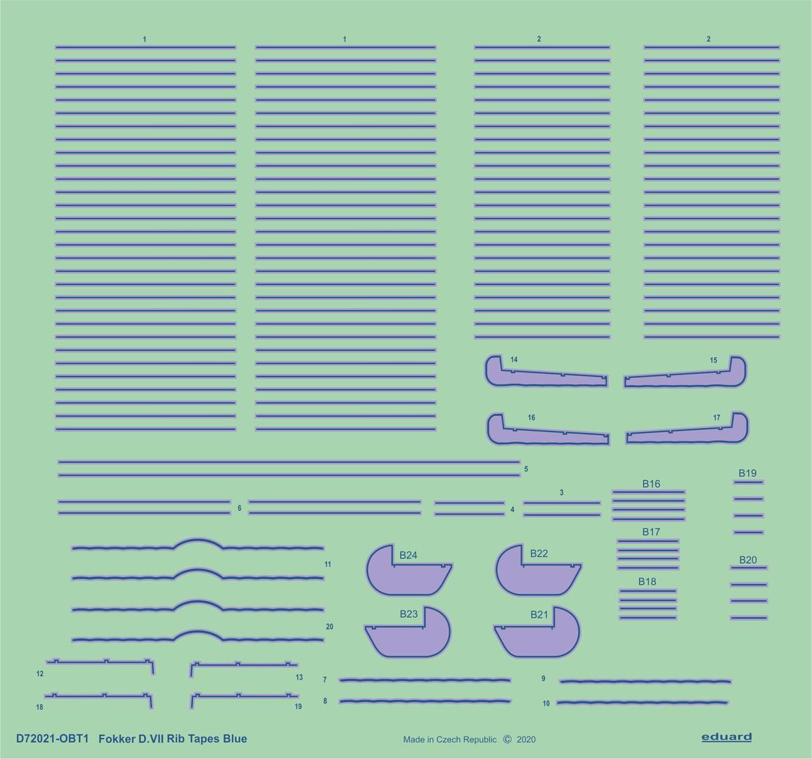 Fokker D.VII rib tapes blue (designed to be used with Eduard kits) (Eduard sold out February 2025)