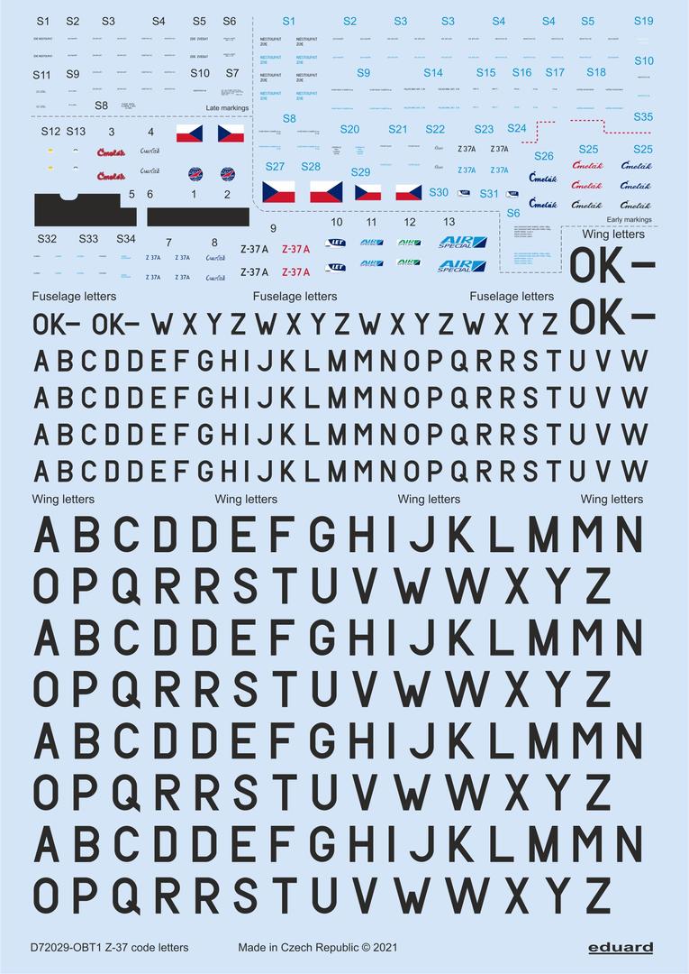 Let Z-37A stencils, code letters & labels (designed to be used with Eduard kits)