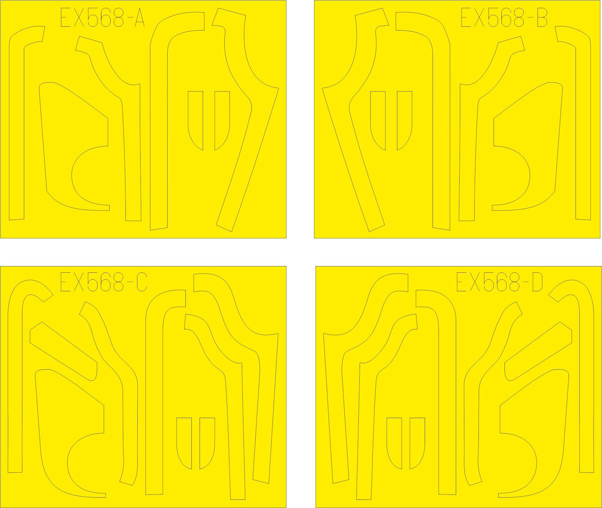 Boeing B-17G Flying Fortress anti glare panels (BO & DL production) (designed to be used with Monogram and Revell kits) (made from yellow Japanese produced Kabuki tape)