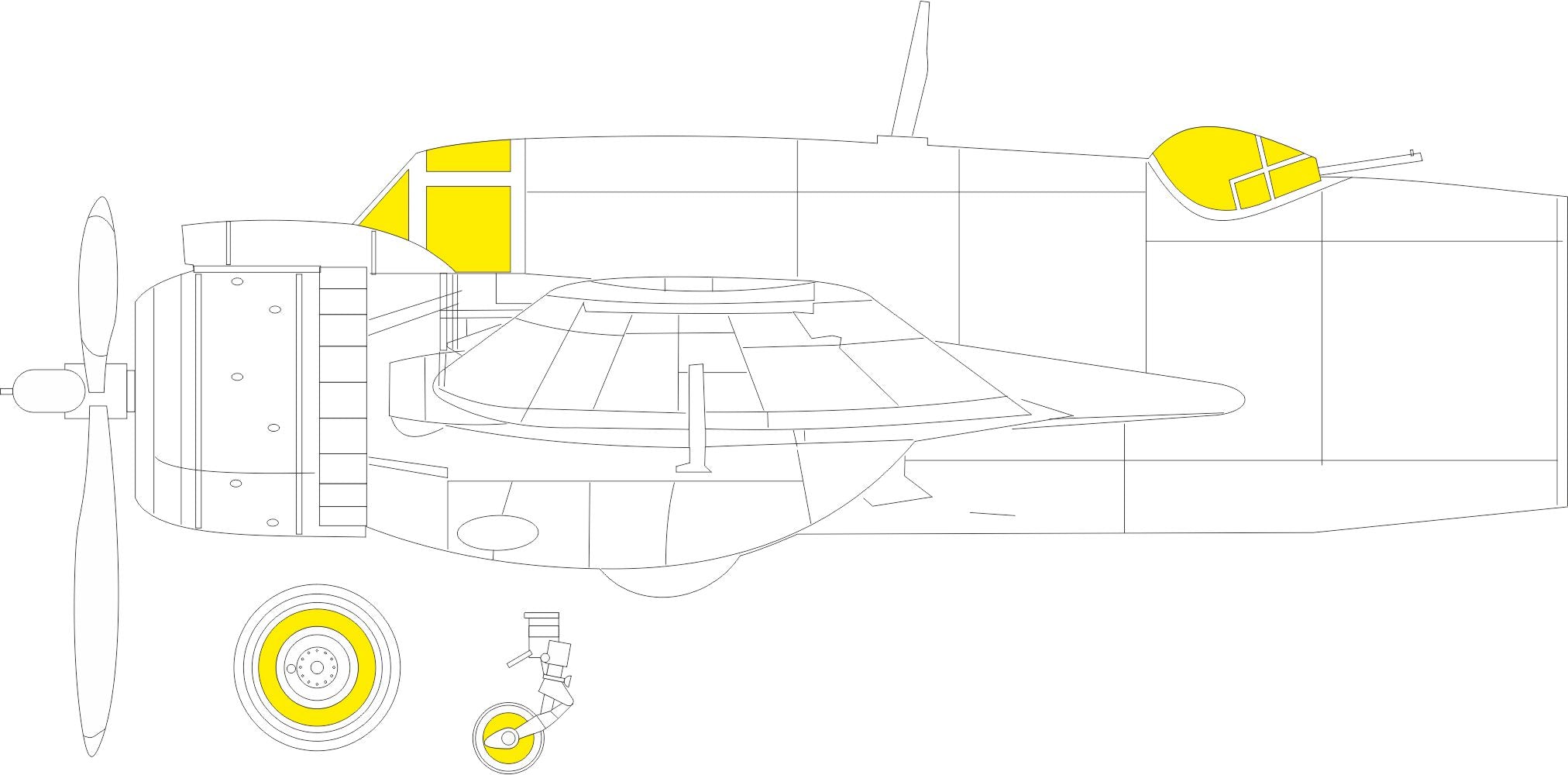 Bristol Beaufighter Mk.X TFace canopy frame paint mask (inside & outside) (designed to be used with Tamiya kits) (made from yellow Japanese produced Kabuki tape)
