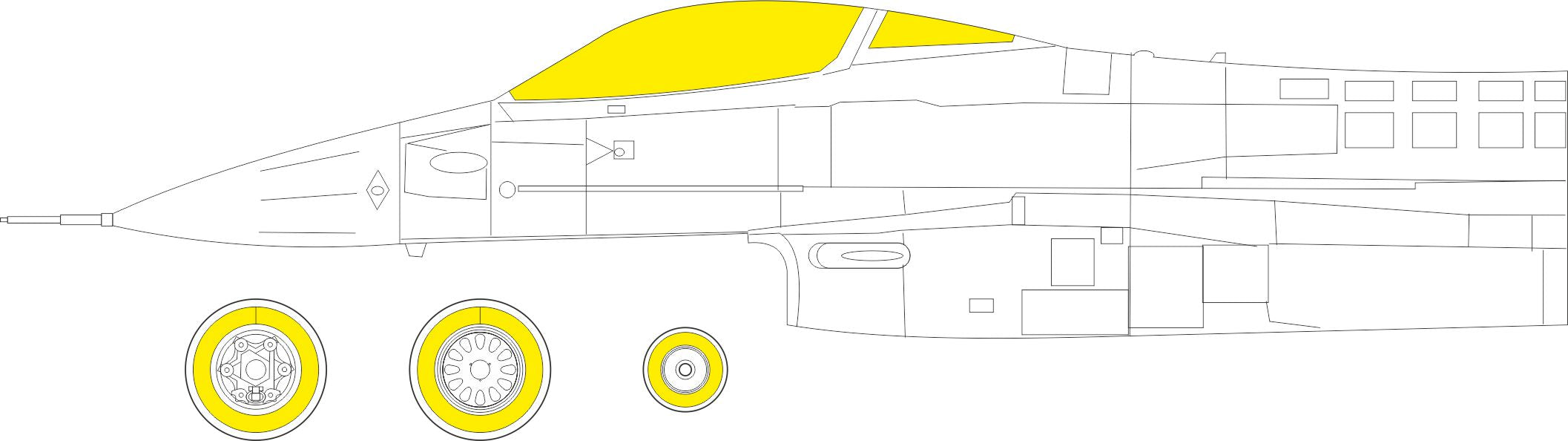 General-Dynamics F-16A MLU (designed to be used with Kinetic Model kits) (made from yellow Japanese produced Kabuki tape)