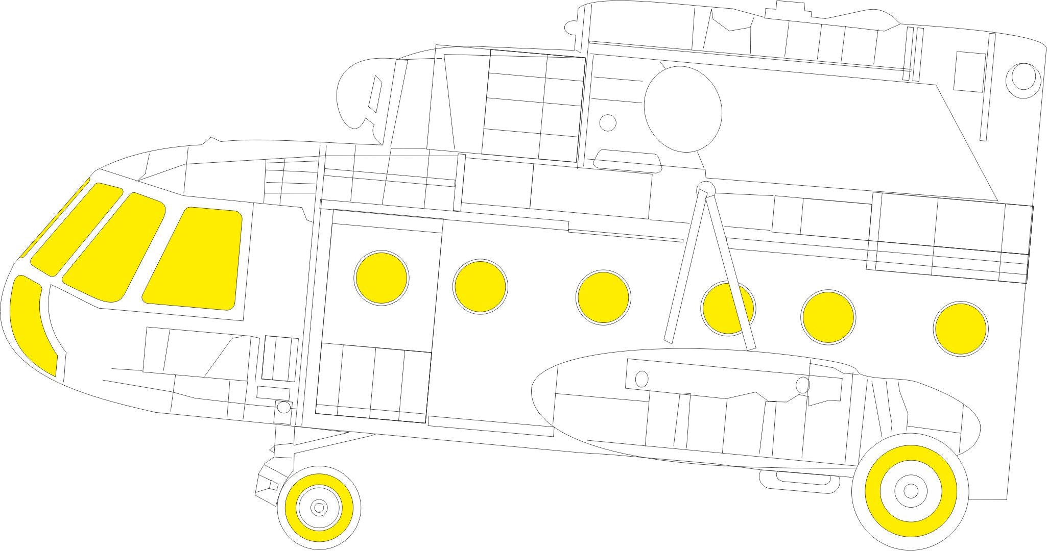 Mil Mi-8MT TFace canopy frame paint mask (designed to be used with Trumpeter kits)