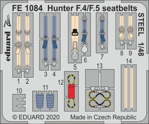 Hawker Hunter F.4/F.5 seatbelts STEEL (designed to be used with Airfix kits)