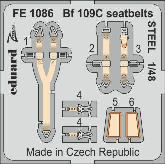 Messerschmitt Bf-109C seatbelts STEEL (designed to be used with Modelsvit kits)(Eduard sold out January 2024 part 1)