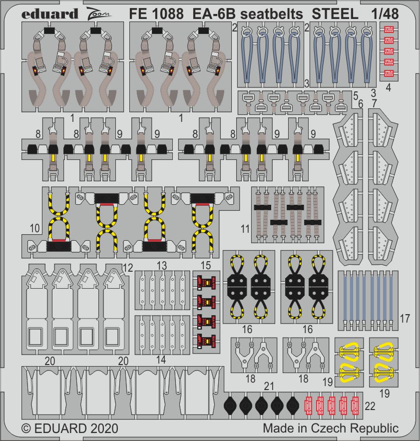 Grumman EA-6B Prowler seatbelts STEEL (designed to be used with Kinetic Model kits)
