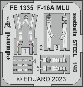 General-Dynamics F-16A MLU seatbelts STEEL (designed to be used with Kinetic Model kits)