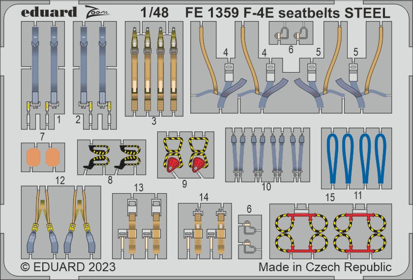 McDonnell F-4E Phantom seatbelts STEEL (designed to be used with Meng Model kits)