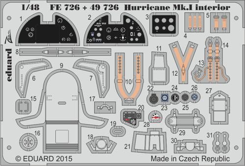 RE-RELEASED!!! Hawker Hurricane Mk.I interior (self adhesive) (designed to be used with Airfix kits) 'Zoom' sets are simplified versions of the larger sets and include about 20 of the more important and prominent parts for detailing the aircraft