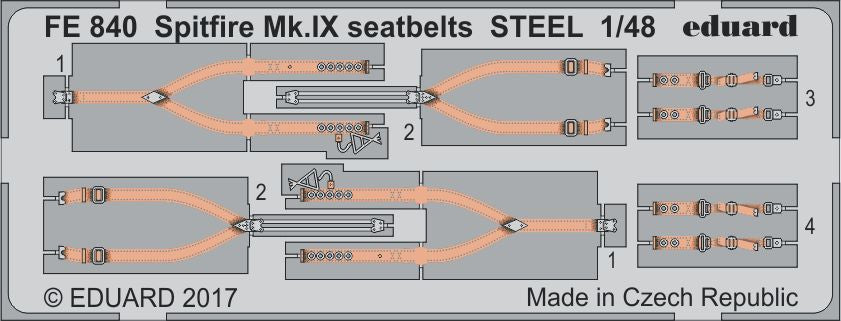 Supermarine Spitfire Mk.IXC/Mk.IXE seatbelts STEEL (designed to be used with Eduard kits)
