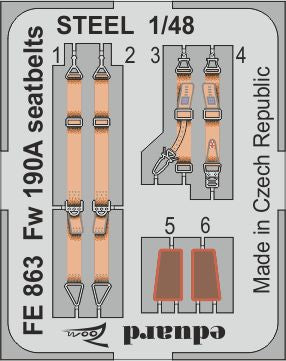 RE-RELEASED!!! Focke-Wulf Fw-190A seatbelts STEEL (designed to be used with Eduard kits)