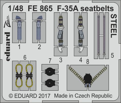 Lockheed-Martin F-35A Lightning II seatbelts STEEL (designed to be used with Meng Model kits)