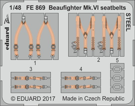 Bristol Beaufighter Mk.VI seatbelts STEEL (designed to be used with Tamiya kits)