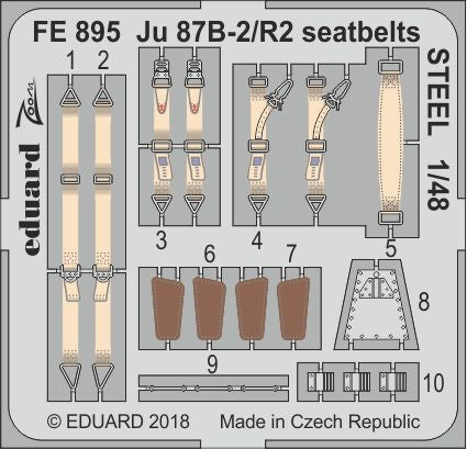 Junkers Ju-87B/R-2 'Stuka' seatbelts STEEL (designed to be used with Airfix kits)