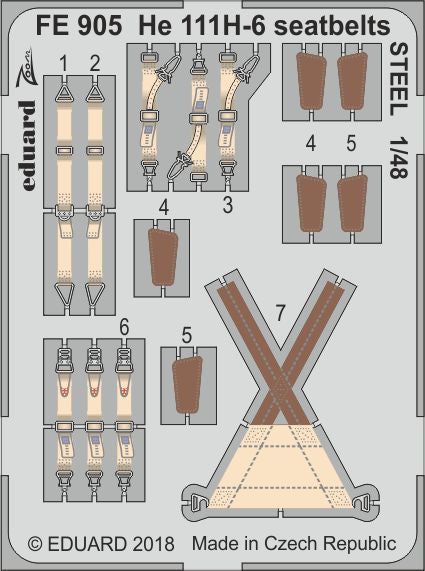 Heinkel He-111H-6 WWII German Bomber seatbelts STEEL (designed to be used with ICM UA UK kits)