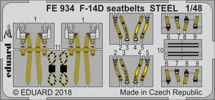 Grumman F-14D Tomcat seatbelts STEEL (designed to be used with Tamiya kits)