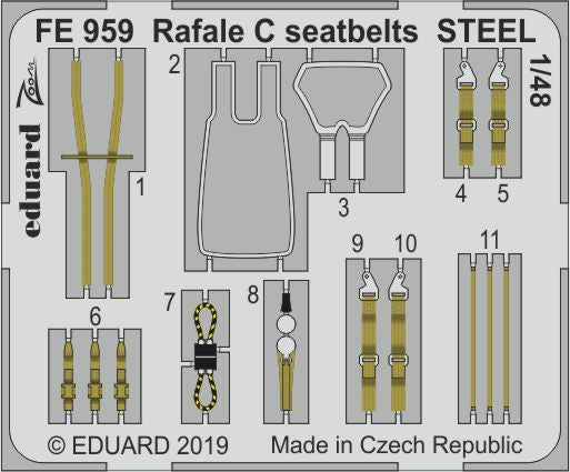 Dassault Rafale C seatbelts STEEL (designed to be used with Revell kits)