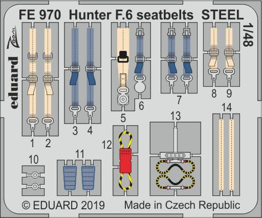 Hawker Hunter F.6 seatbelts STEEL (designed to be used with Airfix kits)