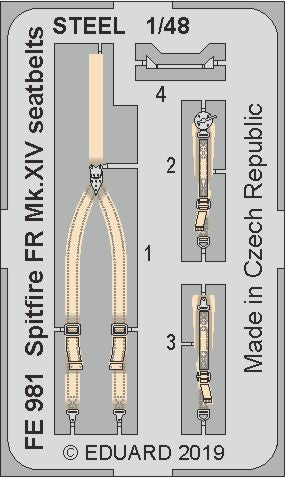 Supermarine Spitfire FR Mk.XIV seatbelts STEEL (designed to be used with Airfix kits)