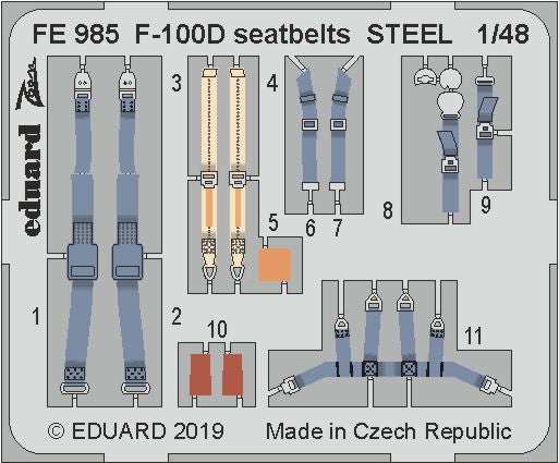 North-American F-100D Super Sabre seatbelts STEEL (designed to be used with Trumpeter kits)