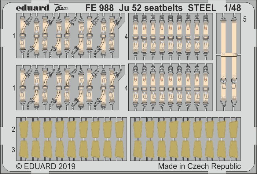 Junkers Ju-52/3M seatbelts STEEL (designed to be used with Revell Kits)