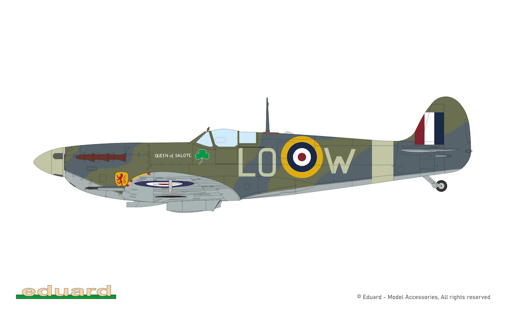 Illustration of a World War II-era fighter plane with visible branding.