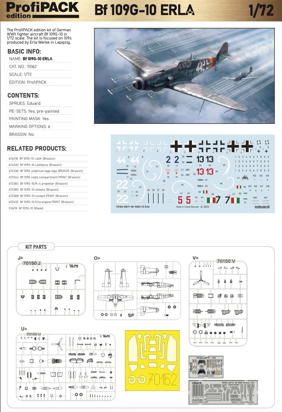 Eduard Kits Messerschmitt Bf-109G-10 ERLA