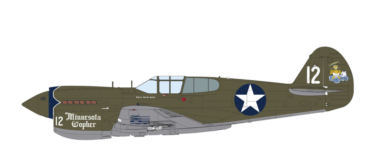 Vintage military airplane with 'Minnesotaopher' and star insignia on a white background