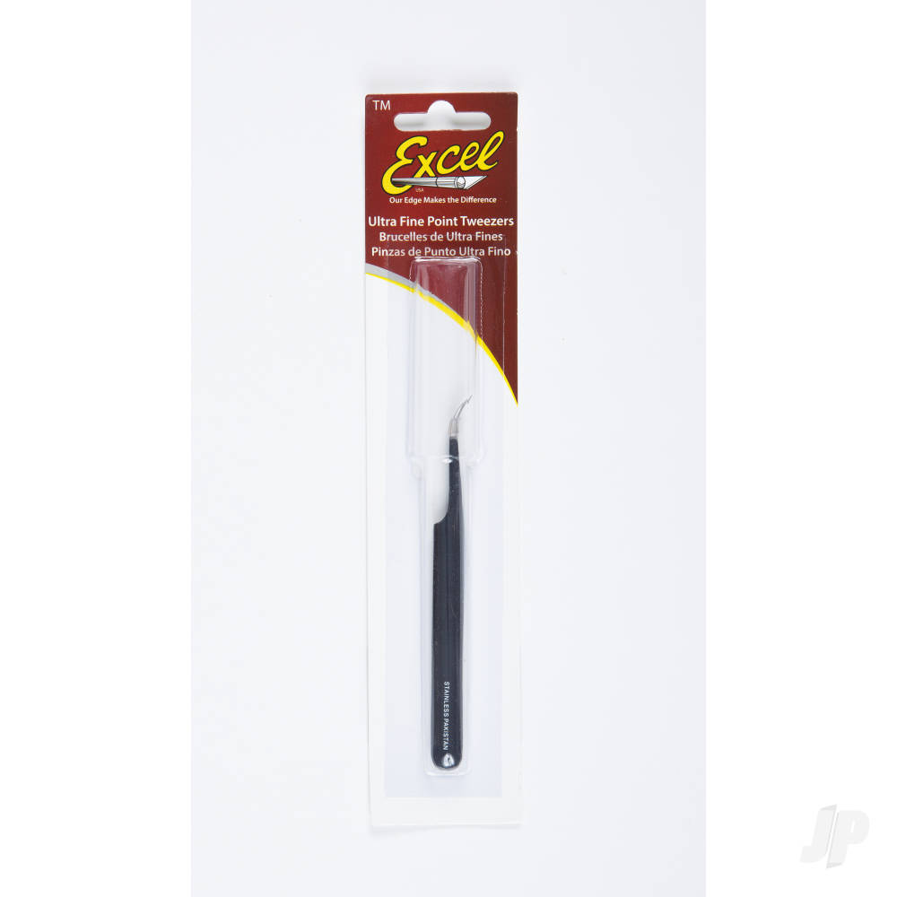 Excel Slant Point Fine Point Tweezers, Black (Carded) EXL30420 1