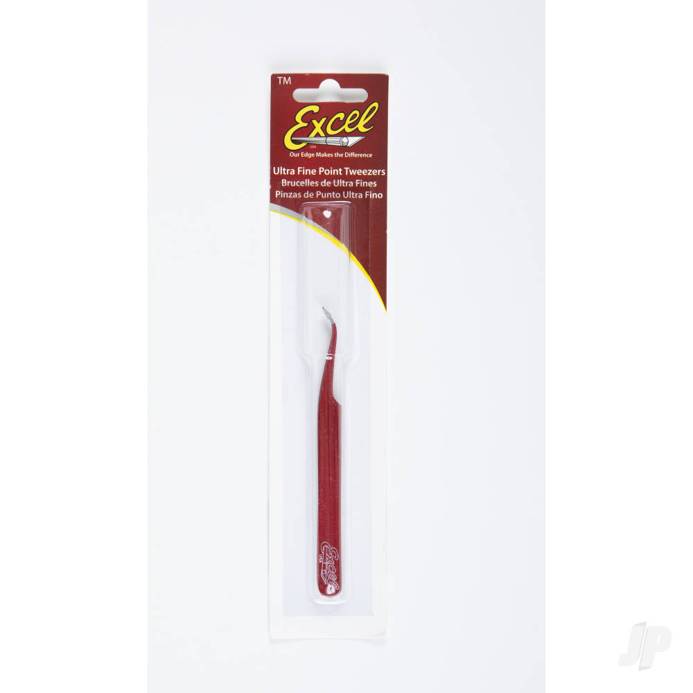 Excel Slant Point Fine Point Tweezers, Red (Carded) EXL30426 1