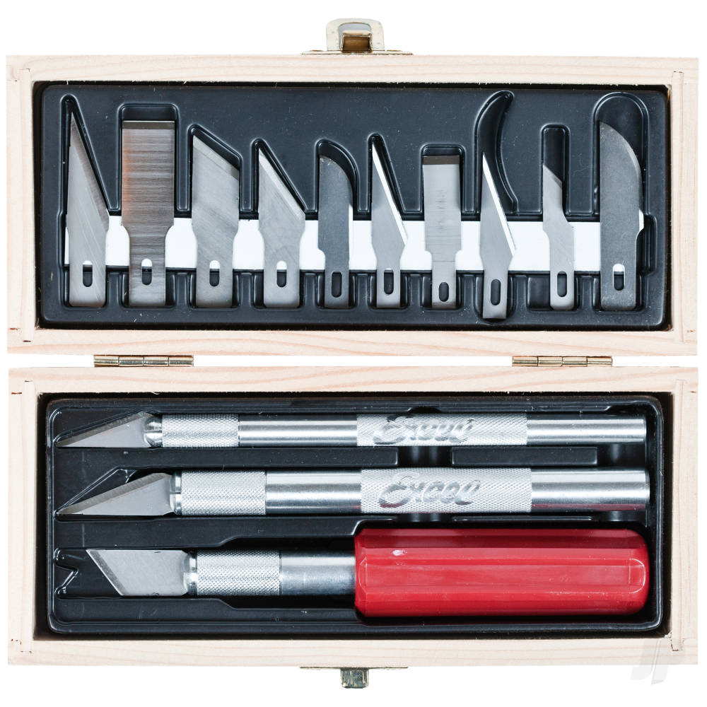Excel Hobby Knife Set, Wooden Box (Carded) EXL44382 2