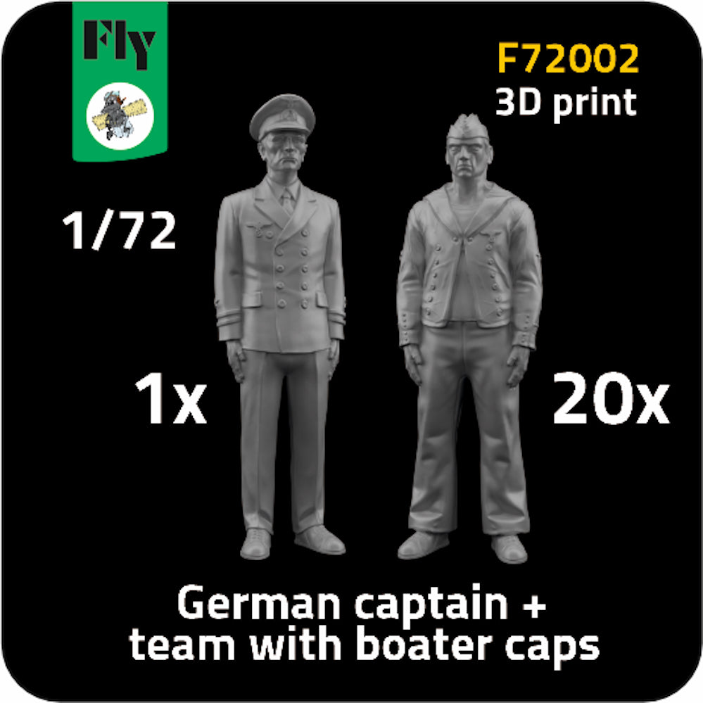 1 x captain + 20 x sailor with boater caps 3D-Printed