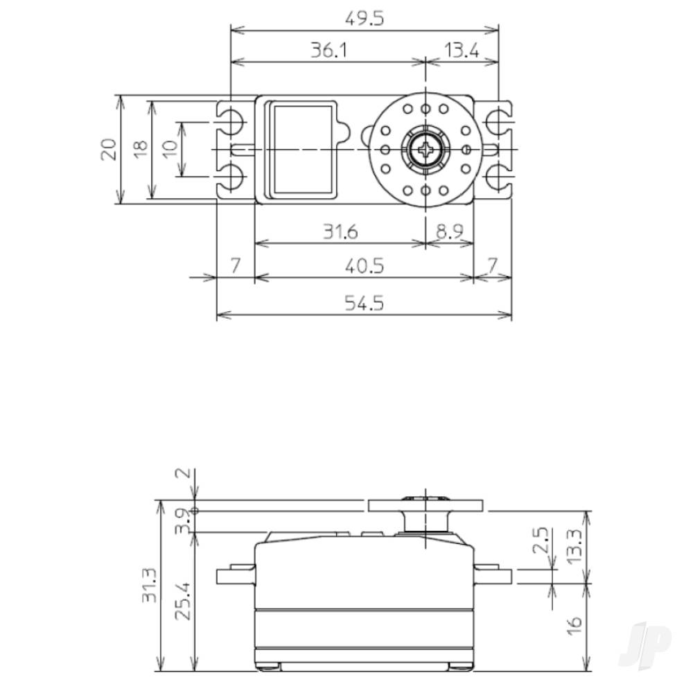 Futaba S-A400 Low Profile Digital Servo PWM/S.BUS2 8.0kg 0.08s 4.8V - 7.4V FUT05102741-3 6