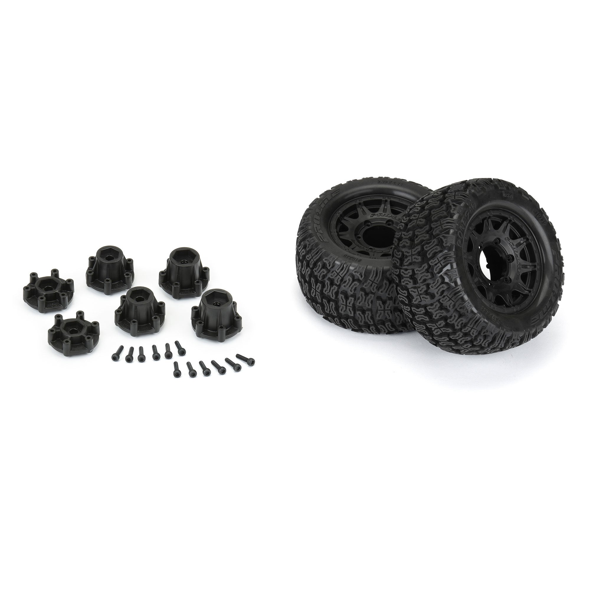 1/10 Bonesaw F/R 2.8" MT Tires Mounted 12mm/14mm Black Raid