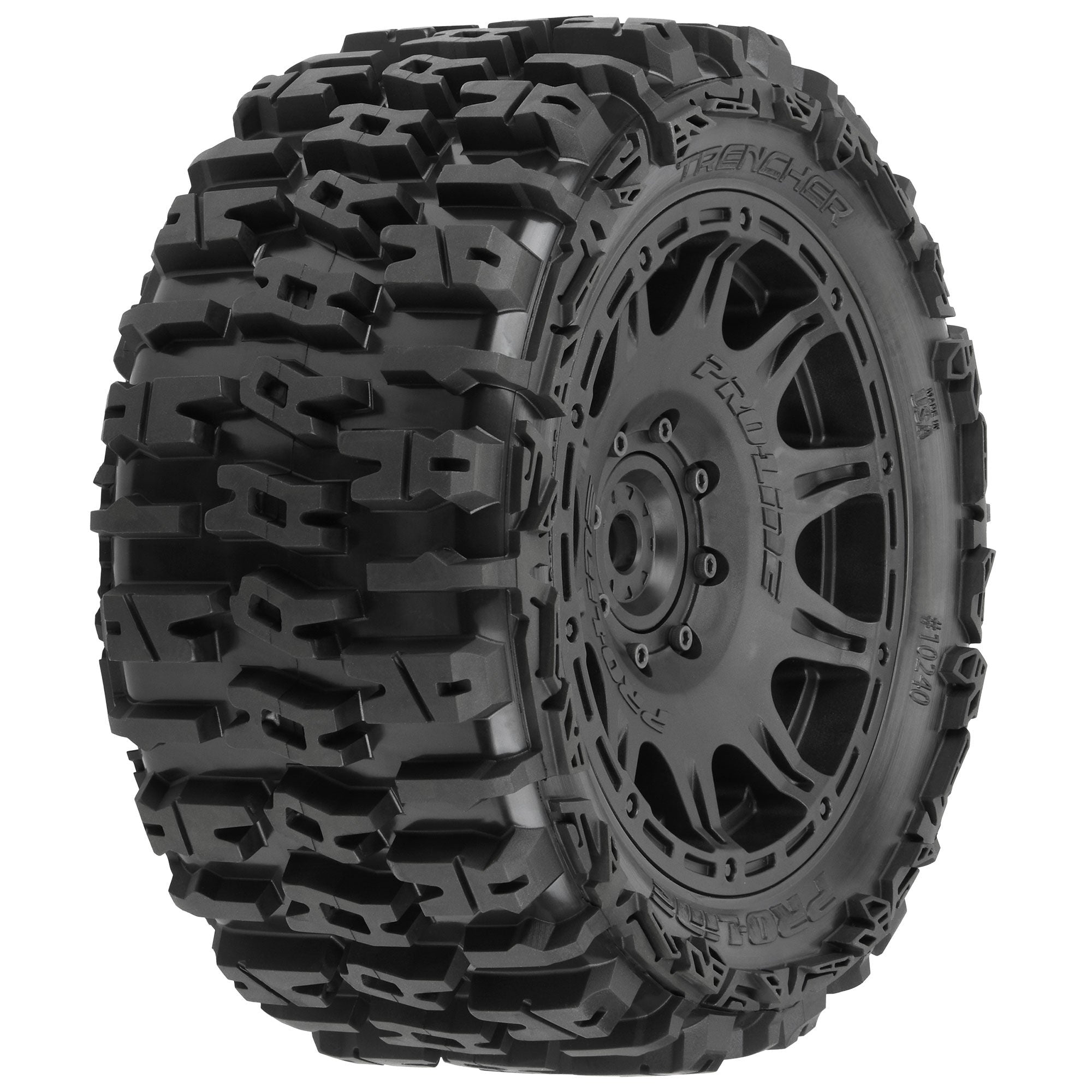 1/6 Trencher F/R 5.7" Tires Mounted 24mm Black Raid 8x48 Hex