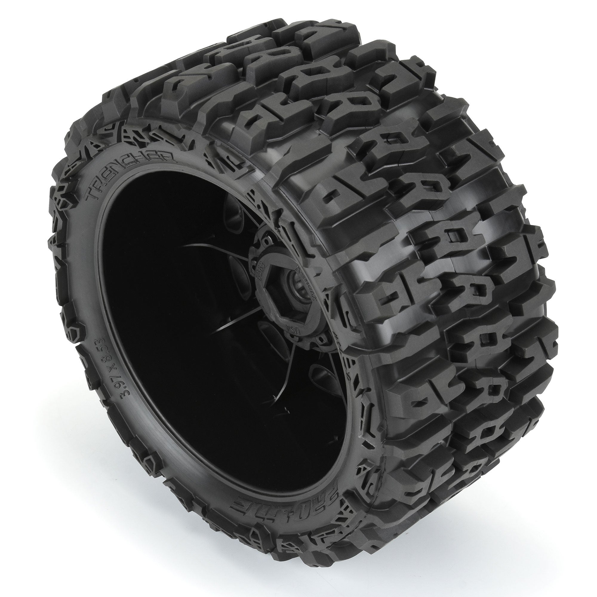 1/6 Trencher F/R 5.7" Tires Mounted 24mm Black Raid 8x48 Hex