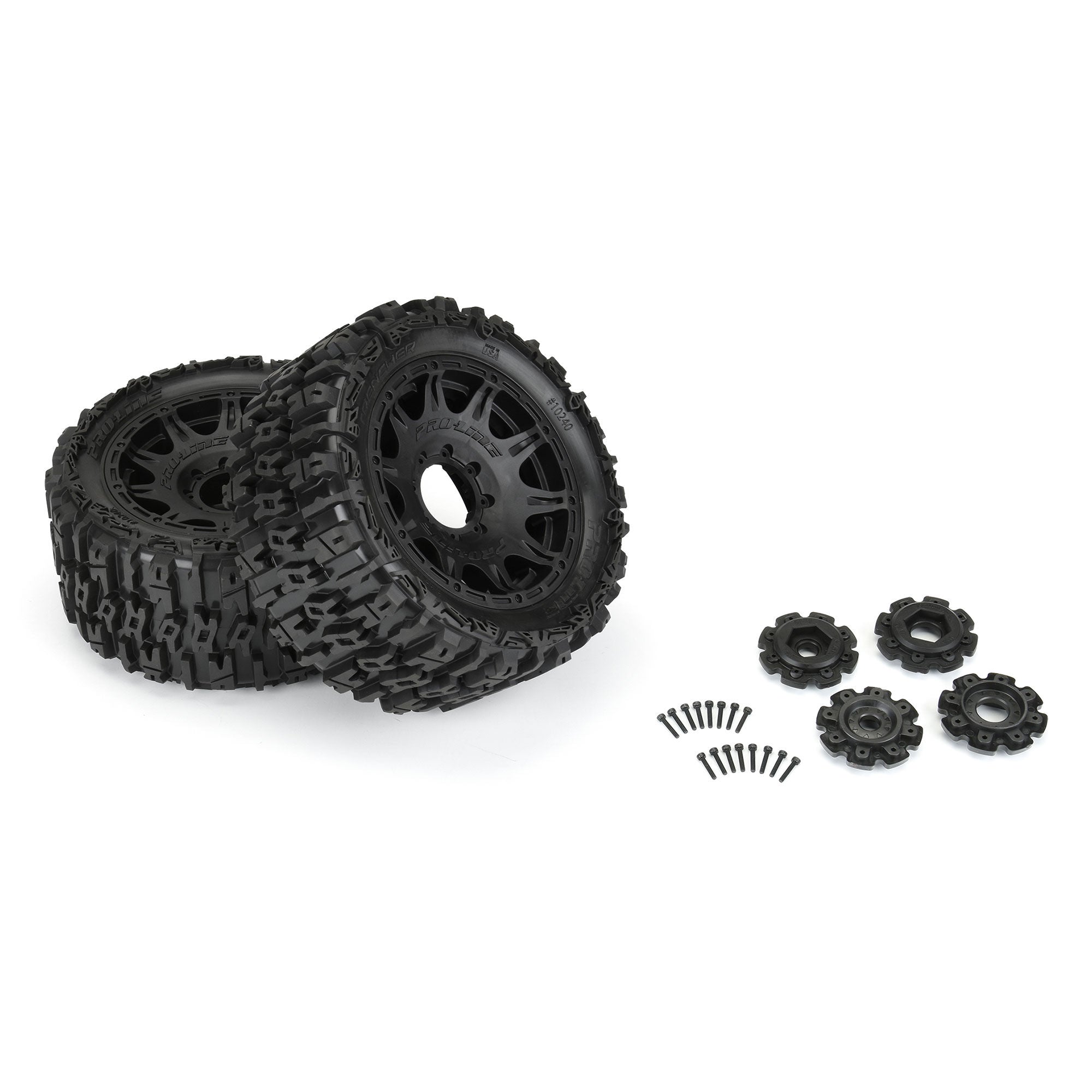 1/6 Trencher F/R 5.7" Tires Mounted 24mm Black Raid 8x48 Hex